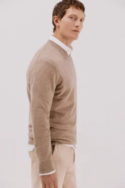 Cortefiel Jersey lana lambswool pico redondo Camel Outlet