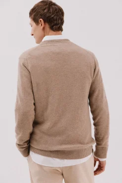 Cortefiel Jersey lana lambswool pico redondo Camel Outlet