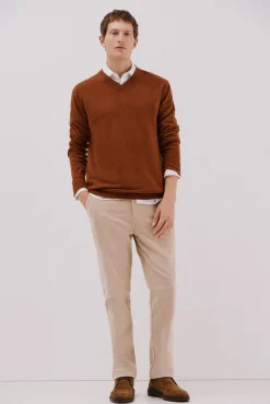 Cortefiel Jersey lana lambswool pico redondo Marr&oacute;n Online