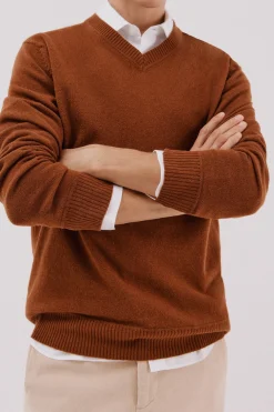 Cortefiel Jersey lana lambswool pico redondo Marrón Online