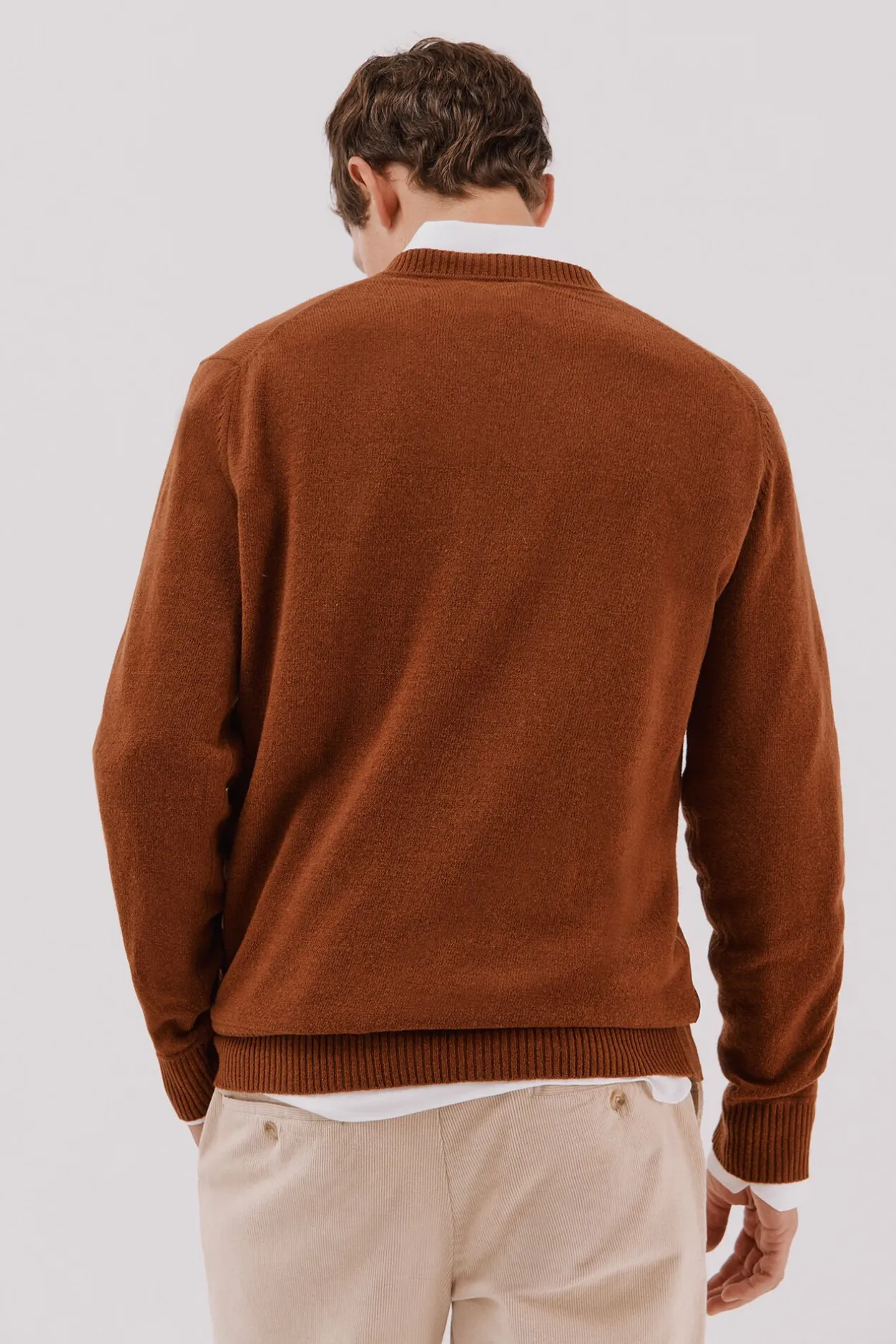 Cortefiel Jersey lana lambswool pico redondo Marrón Online