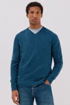 Cortefiel Jersey lana lambswool pico redondo Azul Online