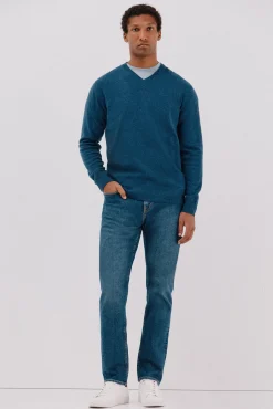 Cortefiel Jersey lana lambswool pico redondo Azul Online