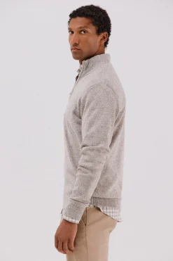 Cortefiel Jersey lana torzal cuello cremallera Beige