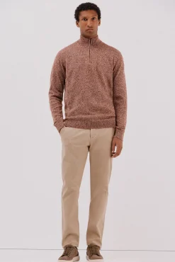 Cortefiel Jersey lana torzal cuello cremallera Marr&oacute;n Hot