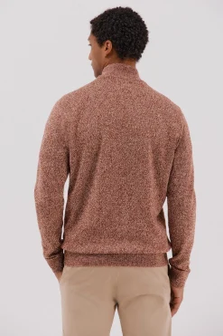 Cortefiel Jersey lana torzal cuello cremallera Marr&oacute;n Hot