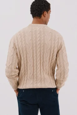 Cortefiel Jersey lana trenzado cuello caja Beige