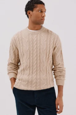 Cortefiel Jersey lana trenzado cuello caja Beige