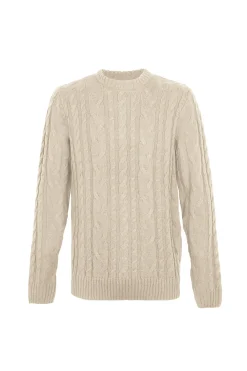 Cortefiel Jersey lana trenzado cuello caja Beige