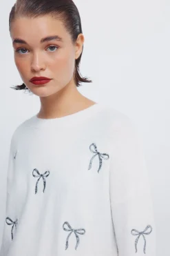 Springfield Jersey lazos lentejuelas marfil Clearance