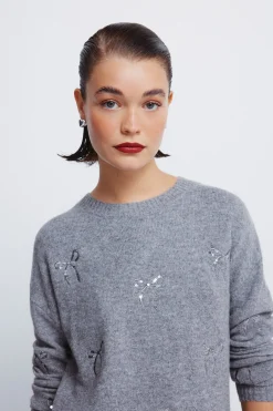 Springfield Jersey lazos lentejuelas gris