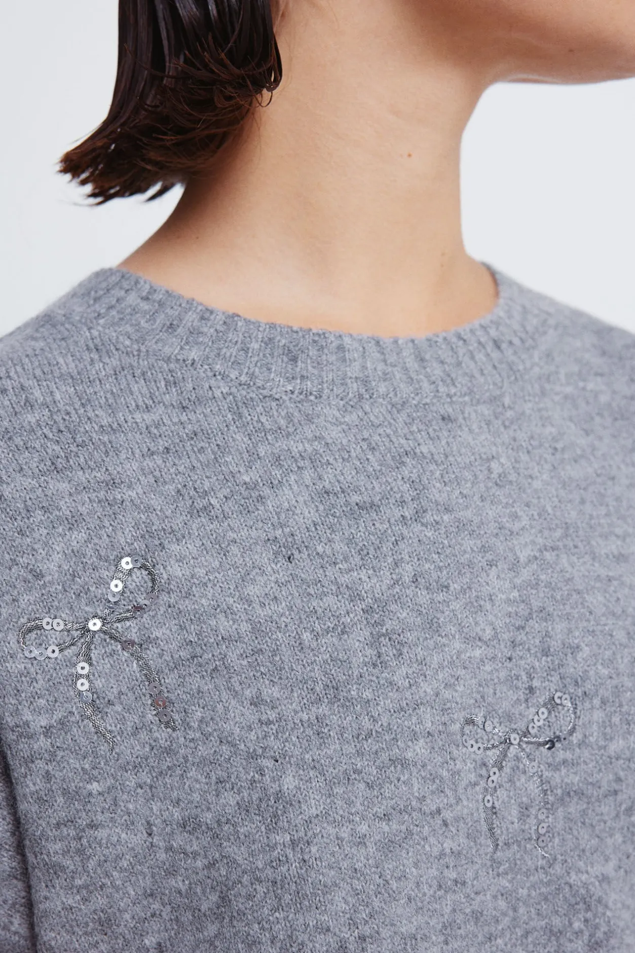 Springfield Jersey lazos lentejuelas gris