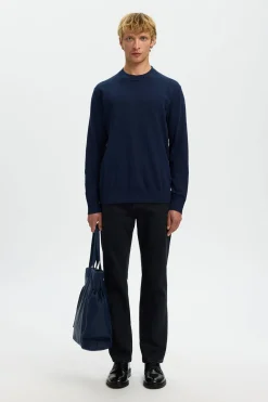 Selected Jersey ligero 100% algodón orgánico Azul oscuro Outlet