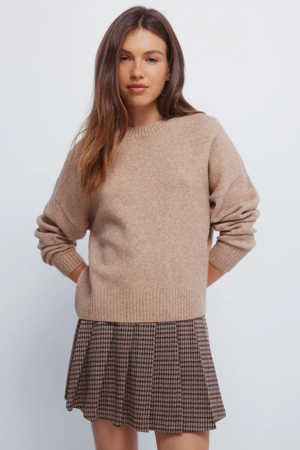 Springfield Jersey liso cuello redondo nude Discount