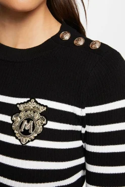 Morgan Jersey manga larga con rayas Negro
