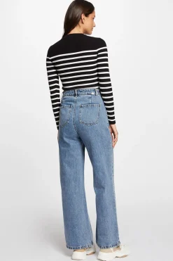 Morgan Jersey manga larga con rayas Negro