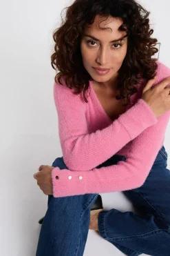 Morgan Jersey manga larga punto aterciopelado Rosa Clearance