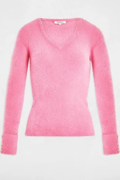 Morgan Jersey manga larga punto aterciopelado Rosa Clearance