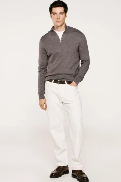 Selected Jersey media cremallera 100% algodón. Gris