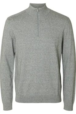Selected Jersey media cremallera 100% algodón. Gris Sale