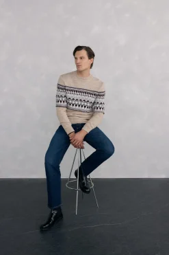 Pedro del Hierro Jersey navidad con lana y alpaca cuello caja Beige New