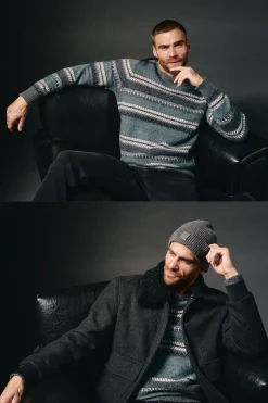 OOTO Jersey navideño cuello caja Estampado gris