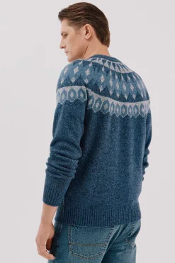 Cortefiel Jersey navideño fantasía lana cuello caja Azul marino Online