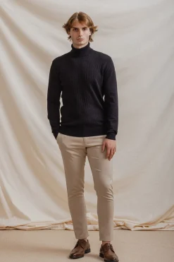 Celopman Jersey Nudos Cuello Vuelto negro Sale