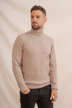 Celopman Jersey Nudos Cuello Vuelto beige Best