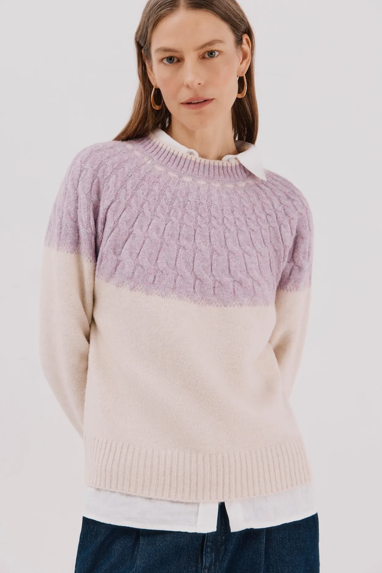 Cortefiel Jersey ochos contraste Lila Best