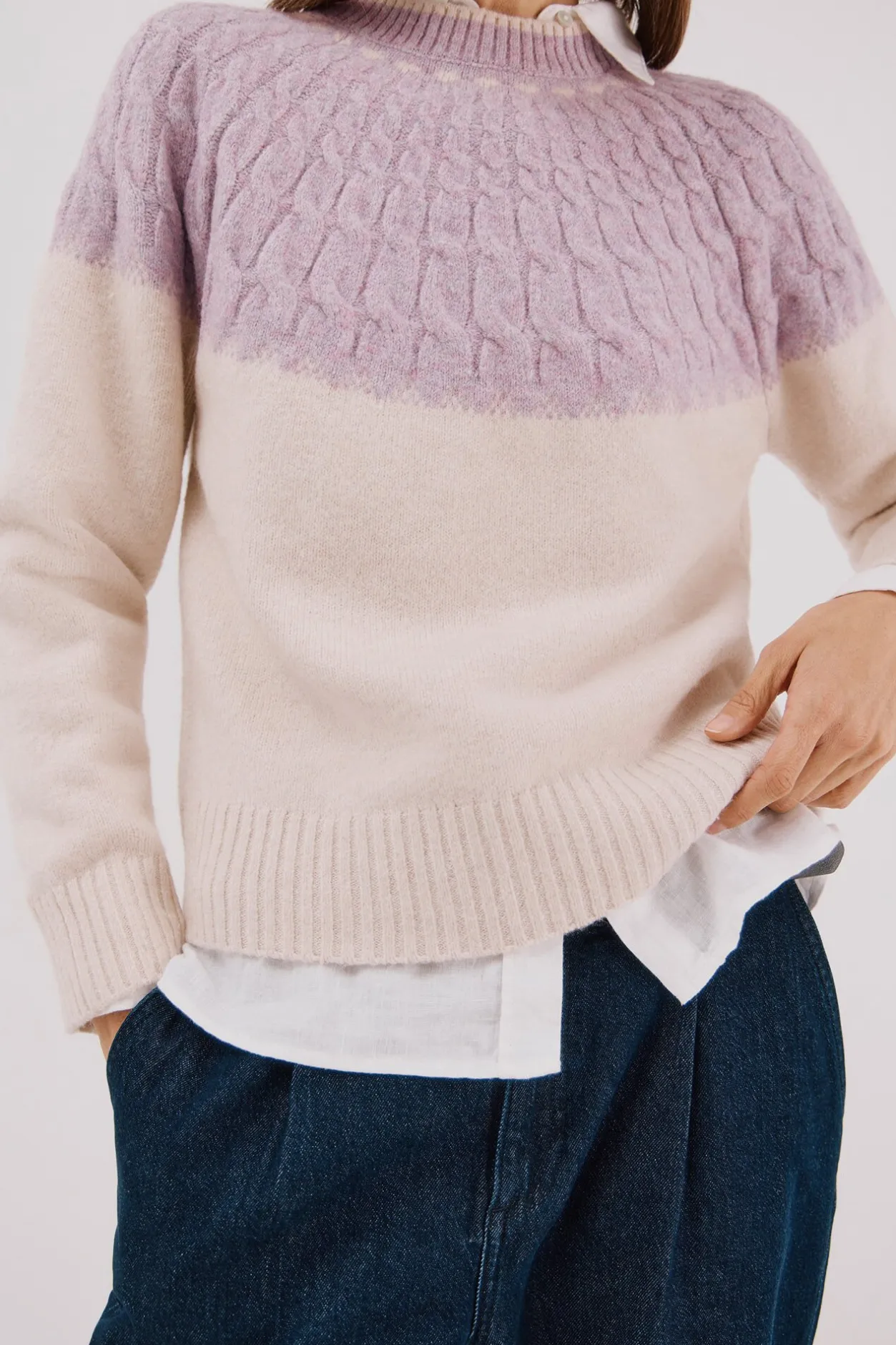 Cortefiel Jersey ochos contraste Lila Best