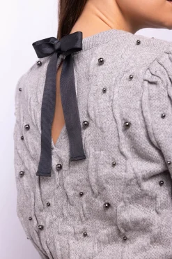 Object Jersey ochos y perlas Gris Discount