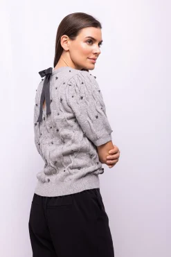 Object Jersey ochos y perlas Gris Discount