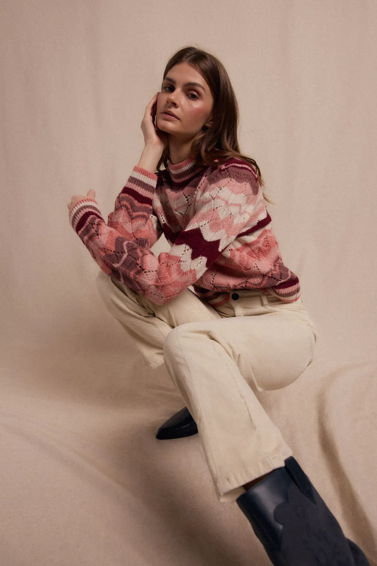 Slowlove Jersey ondas multicolor Estampado beige New