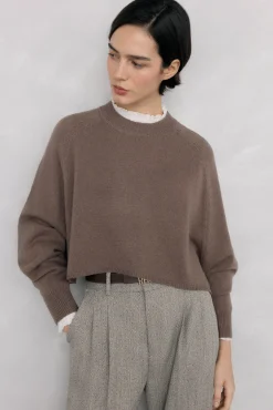 Pedro del Hierro Jersey oversize cropped Marr&oacute;n New