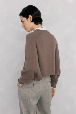 Pedro del Hierro Jersey oversize cropped Marr&oacute;n New