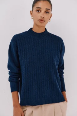 Cortefiel Jersey Perkins trenzas Azul marino Clearance