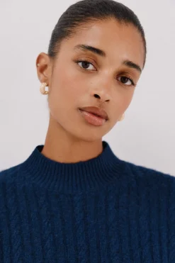 Cortefiel Jersey Perkins trenzas Azul marino Clearance