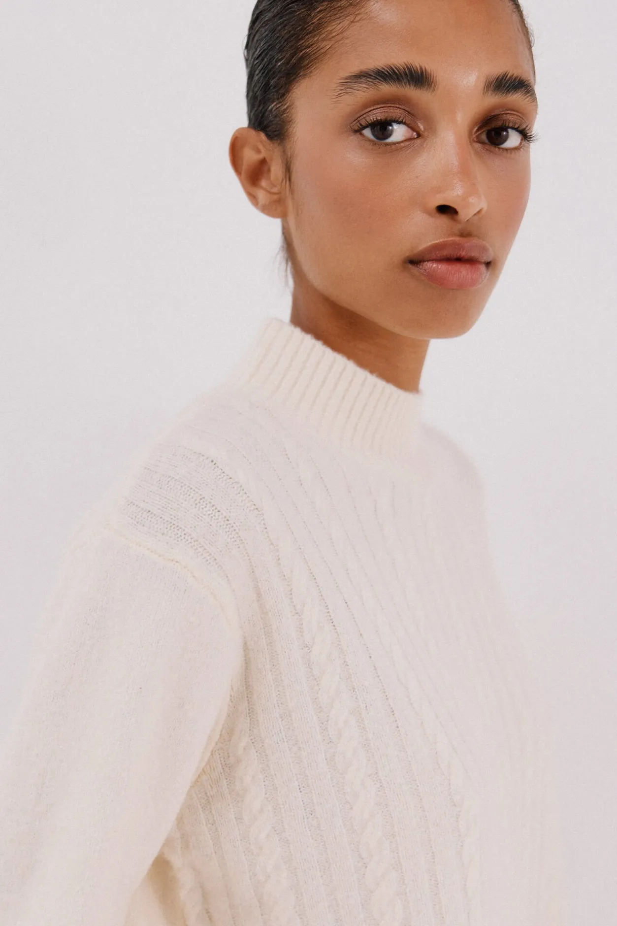 Cortefiel Jersey Perkins trenzas Blanco Sale