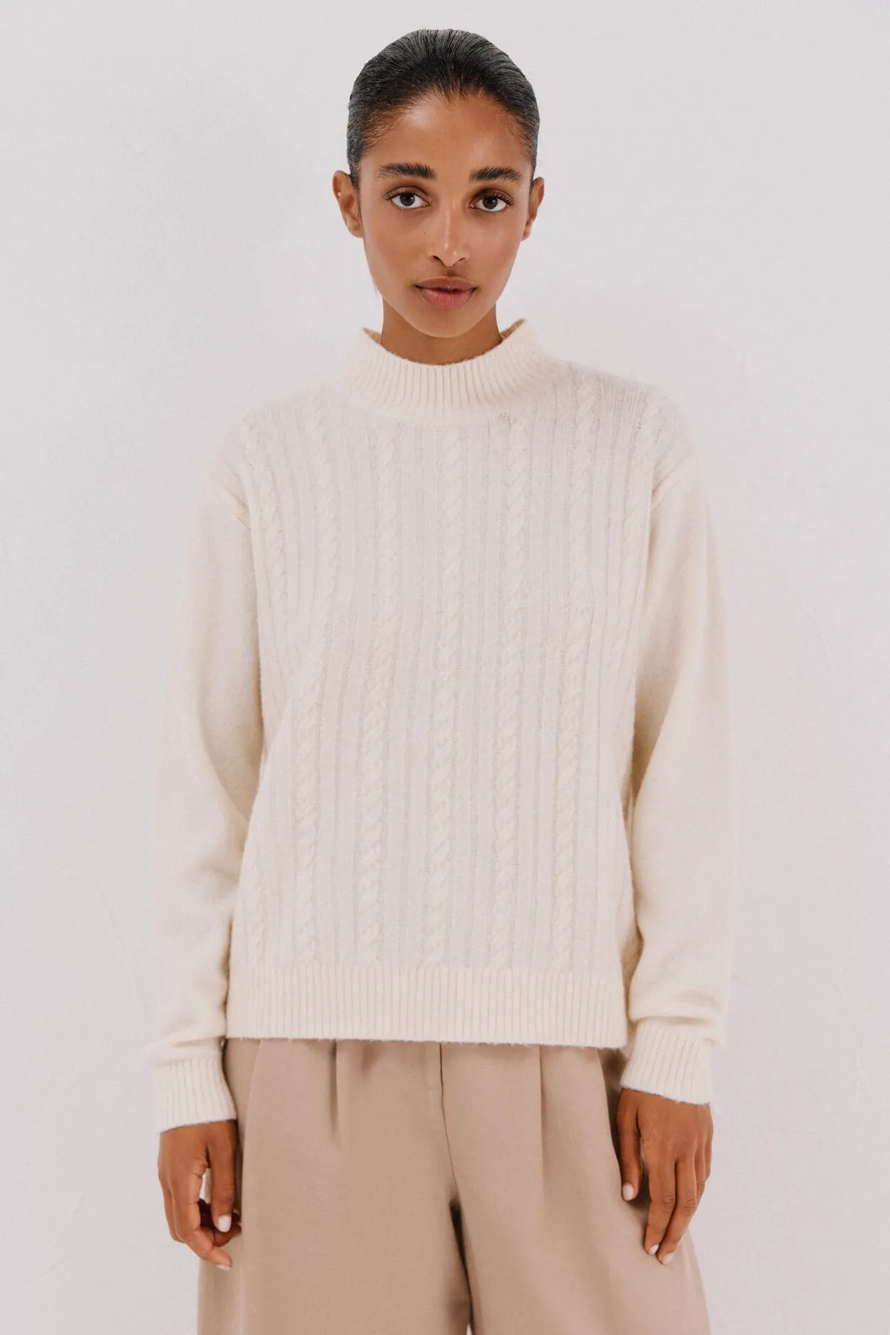 Cortefiel Jersey Perkins trenzas Blanco Sale