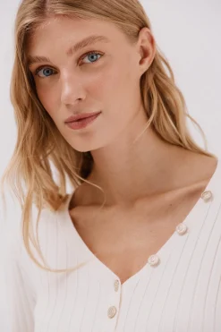 Cortefiel Jersey pico botones Blanco Best