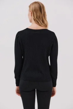 Cortefiel Jersey pico botones Negro Online