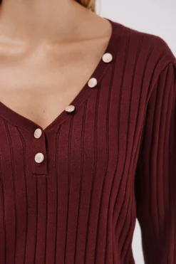 Cortefiel Jersey pico botones Vino Online