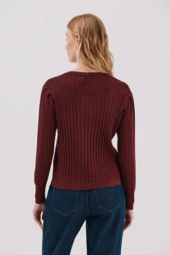 Cortefiel Jersey pico botones Vino Online