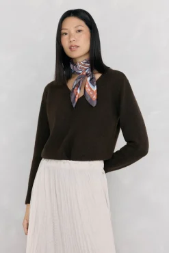 Pedro del Hierro Jersey pico detalles de mini ochos Marr&oacute;n Sale