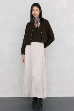 Pedro del Hierro Jersey pico detalles de mini ochos Marr&oacute;n Sale