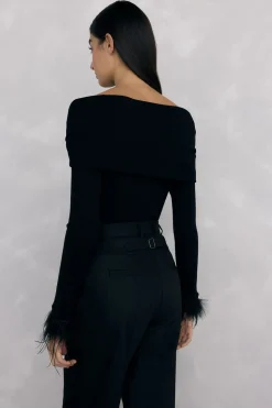 Pedro del Hierro Jersey plumas puño Negro Discount