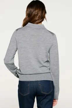 Selected Jersey polo 100% lana merino. Gris Hot