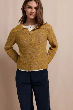 Slowlove Jersey polo jaspeado Dorado Outlet