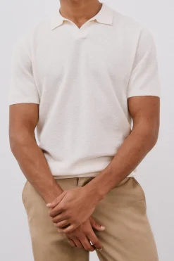 Cortefiel Jersey polo manga corta algodón estructura Blanco Hot